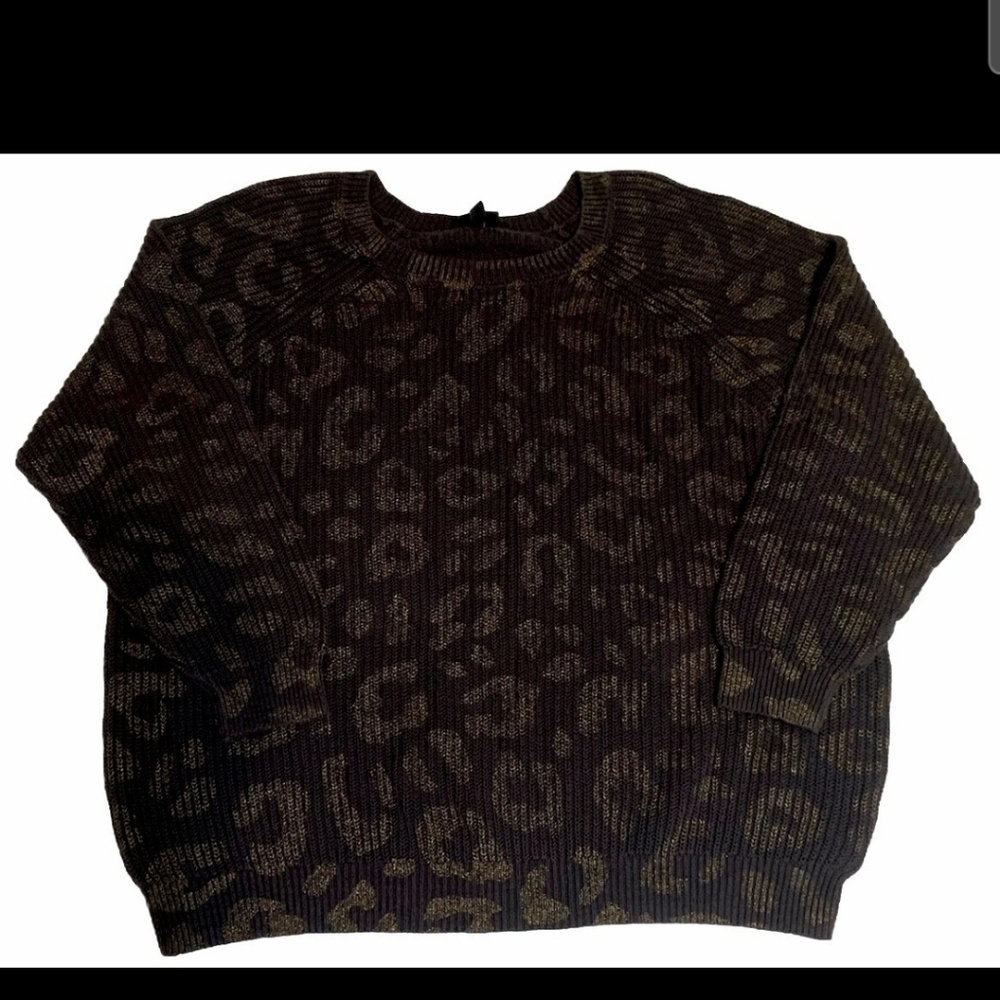 Torrid Women Sweater 2 Blue Gray Leopard Print Knit Long Sleeve Pudllover